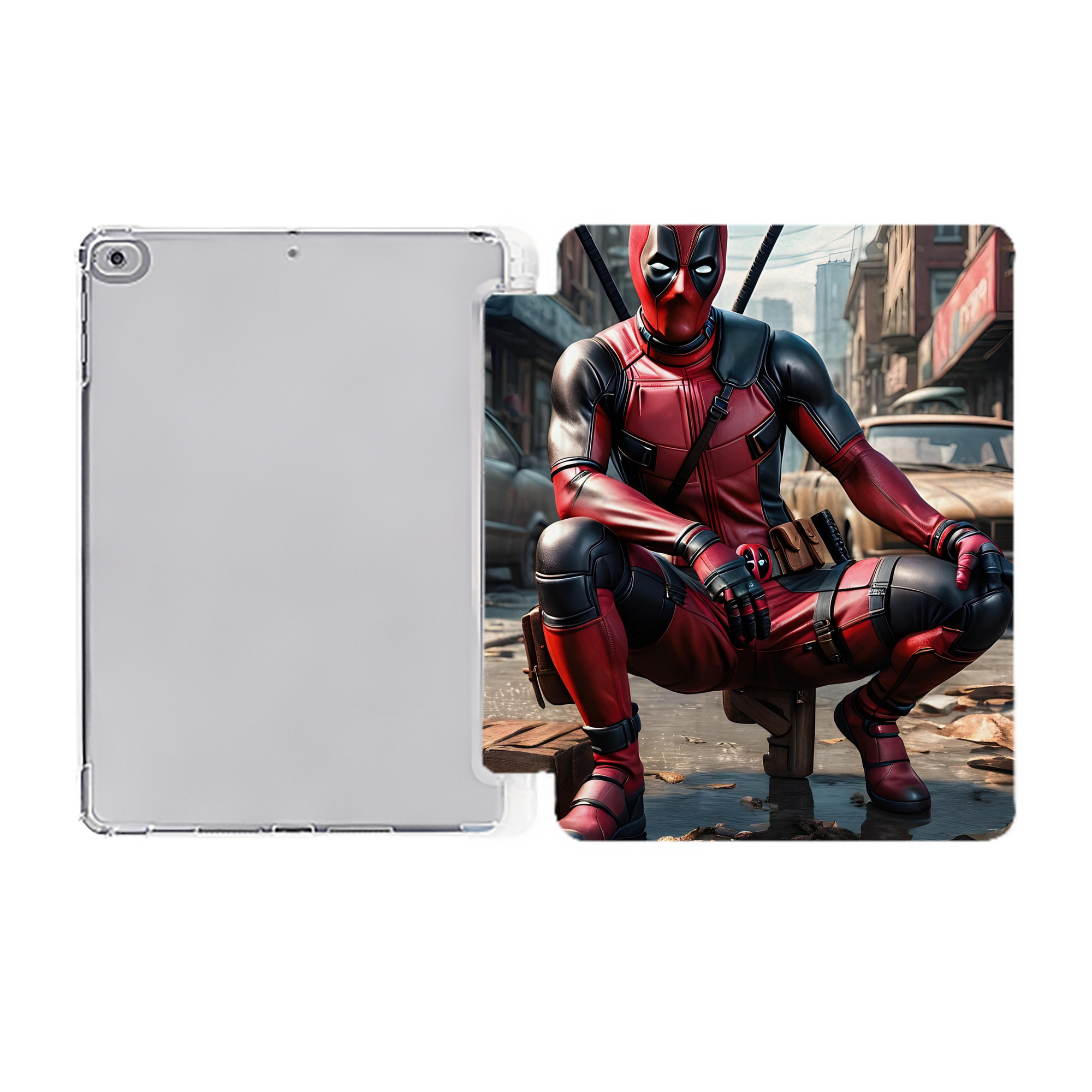 （画像用） Deadpool デッドプール IPad ケース ペン収納付き 三つ折りスタンド PUレザー×シリコン 対応機種9.5/10.5/10.9インチ
